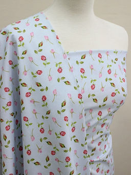 Поплин Премиум (Digital) Изящные розочки цв.св.небесно-голубой, ш.1.45м, хлопок-100%, 130гр/м.кв - Купава фото 6