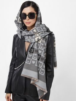 в составе ШЕРСТЬ и КАШЕМИР  Большой, мягкий, теплый двусторонний палантин с принтом. - Tantino фото 9