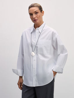 Рубашка оверсайз из хлопка с карманом / Zarina