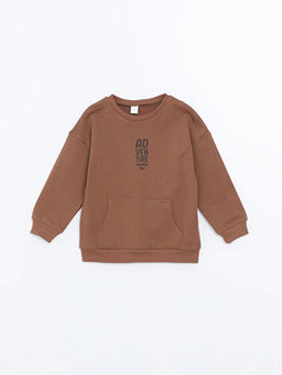 Bisiklet Yaka Uzun Kollu Bask?l? Erkek ?ocuk Sweatshirt