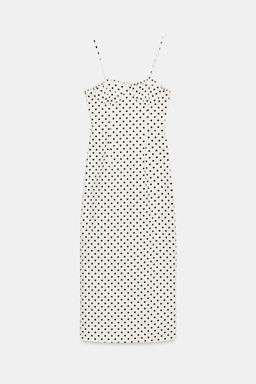 VESTIDO MIDI CORSETERO LUNARES / Blanco / Negro - Zara фото 6