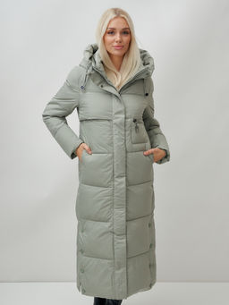 Пальто утепленное стеганное зимнее с капюшоном женское зеленого цвета 9611Z - Mtforce фото 3