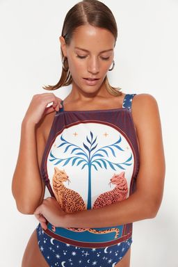 Leopar Desenli Halter Yaka Normal Paca Mayo TBESS23MA00345 - Trendyolmilla фото 3