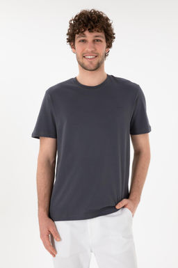 Erkek Regular Fit Bisiklet Yaka Antrasit Basic Ti__rt Sepette S_rpriz _ndirim