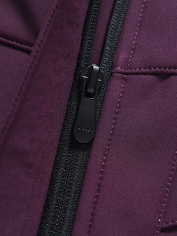 Ветровка женская софтшелл виндстоппер с капюшоном спортивная темно-фиолетового цвета 9616_1TF