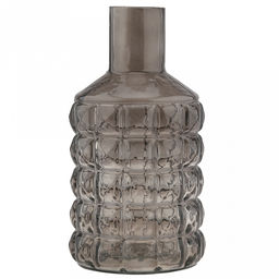 Ваза для цветов стеклянная "Альхес" 1,25л, д11,8см, h22,5см, форма "бутылка", малая, текстурная, "Скандик", дымчатый (Россия)