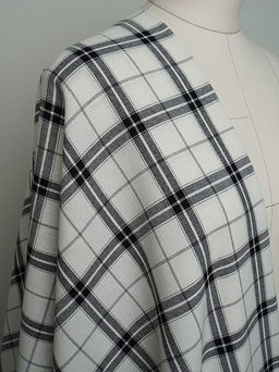 Фуле "Клетка" цв.белый/черный, ш.1.45м, хлопок-100%, 170гр/м.кв