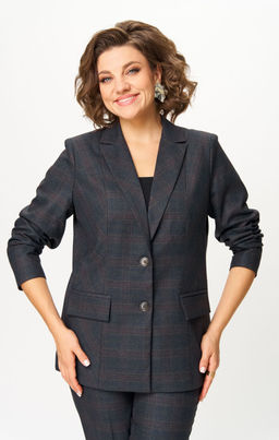 Костюм БелЭльСтиль 412/609 серо-коричневая клетка фото 3