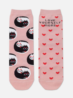 Цена за 2 пары. Носки Классические CONTE Хлопковые носки с рисунком Love yourself пепельно-розовый - Conte elegant фото 4