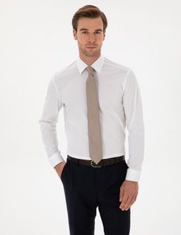 Beyaz Slim Fit Pamuk Kar___ml_ G_mlek