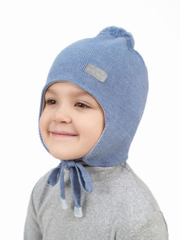 Шапка вязаная голубая Ш-108 (48-50)