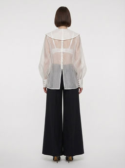 Блузка из органзы со съемным воротником OD-930-1 синий