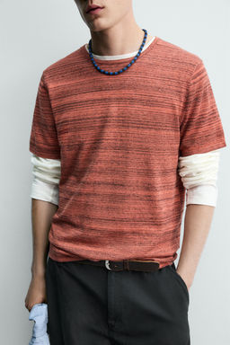 CAMISETA PUNTO RAYAS IRREGULARES / Rojo / Naranja - Zara фото 6