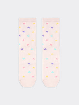 Цена за 5 пар! Высокие детские носки темно-синего цвета с сердечками и звездочками - Mark formelle фото 7