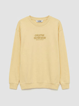 Bisiklet Yaka Bask?l? Erkek ?ocuk Sweatshirt