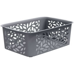 Цена за 2шт. Корзина для хранения универсальная LEAVES, серый, 22,2*15,3*8,1см, 2,3л