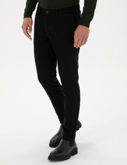 Siyah Slim Fit Pamuk Kar___ml_ Kanvas Pantolon