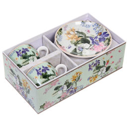 Чайный набор 4 предмета "Цветочная фантазия" (2 кружи 130мл+2 блюдца)
