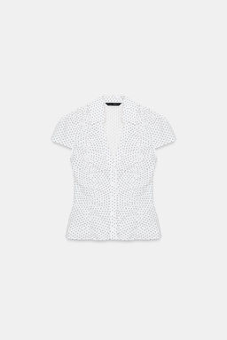 TOP POPEL?N FRUNCES / Blanco / Negro - Zara фото 6