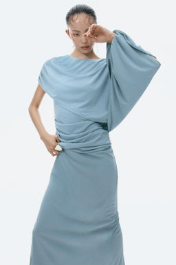 Vestido drapeado con capa decorativa - H&m фото 2