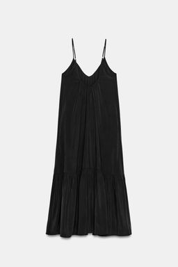 VESTIDO MIDI FLUIDO VOLANTE / Negro - Zara фото 4