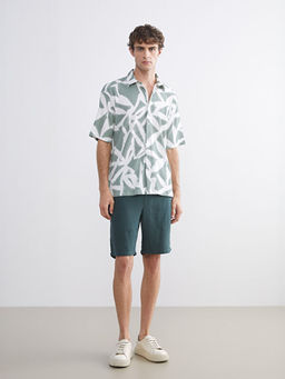 Regular Fit K?sa Kollu Desenli Erkek G?mlek