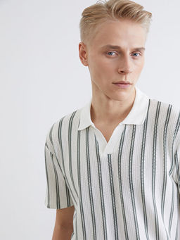 Polo Yaka ?izgili Penye Erkek Ti??rt