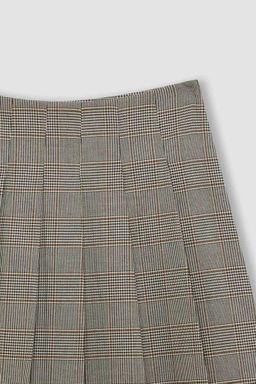 Плиссированная мини-юбка в клетку с нормальной талией - Defacto фото 2