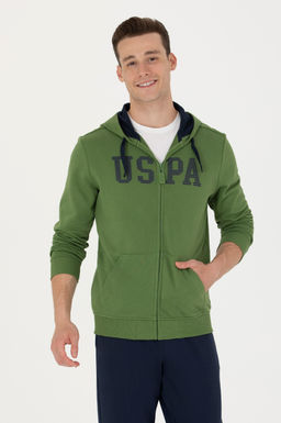 U. S. Polo Assn Мужской зеленый вязаный кардиган с капюшоном - U.s. polo assn фото 17