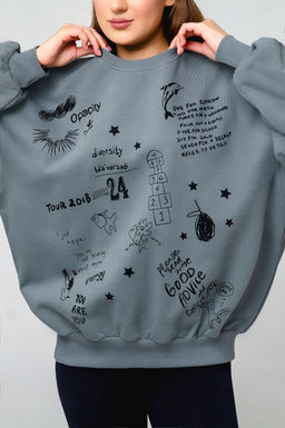 Арт. 15132/1 Свитшот женский оверсайз 46-52 (4 шт) Цвет:темно-серый - Калинка фото 7
