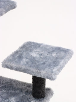 Домик для кошек с когтеточкой, квадратный, этажи 33 х 40 х 103 см, ковролин , серая