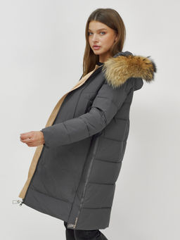 Куртка ПРЕМИУМ КЛАССА зимняя с мехом ЕНОТА, темно-серого цвета - Mtforce фото 21
