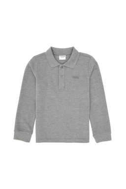 Erkek _ocuk Gri Melanj Basic Polo Yaka Sweatshirt Sepette S_rpriz _ndirim