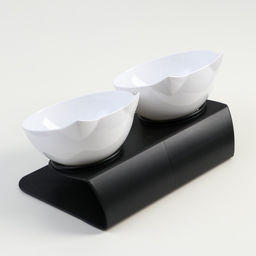 Миски пластиковые на чёрной подставке 27,5 х 14 х 15 см белые - Пижон фото 4