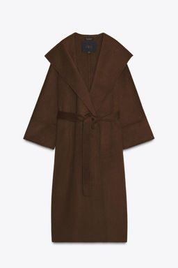 LONG BELTED COAT WITH WOOL ZW COLLECTION LIMITED EDITION
