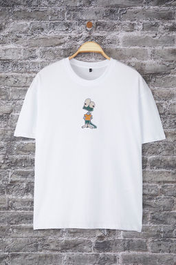 TRENDYOL MAN Mavi Oversize/Genis Kesim Nak?s Detayl? %100 Pamuk T-Shirt TMNSS25TS00199 - Trendyolmilla фото 11