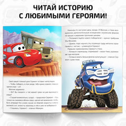 Книга - история с наклейками «Читай и наклеивай. Заварушка в пустыне», 30 наклеек, 17 × 24 см, 16 стр., Тачки