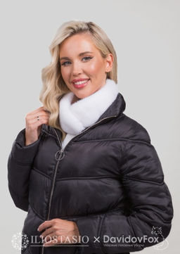 Шарф-воротник экомех белый