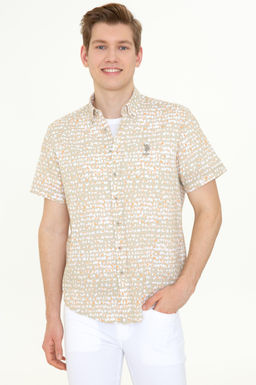U. S. Polo Assn / Мужская рубашка цвета хаки с коротким рукавом - U.s. polo assn фото 11