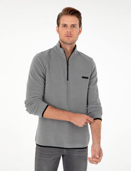 Gri Regular Fit Yar_m Fermuarl_ Polar Sweatshirt - Pierre cardin фото 3