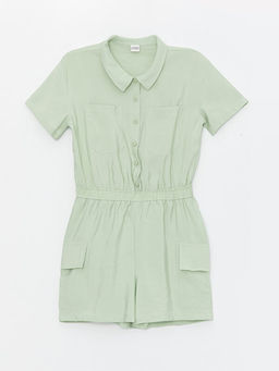 G?mlek Yaka Basic K?sa Kollu K?z ?ocuk Tulum