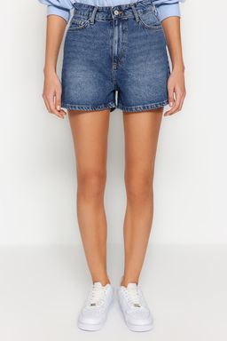 TRENDYOLMILLA Koyu Mavi Yuksek Bel Denim Sort TWOSS23SR00199  фото 10