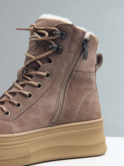 Ботинки 216.warmbr. капучино замша/Байка