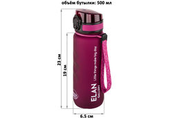 Бутылка для воды 500 мл 6,5*6,5*23 см "Style Matte" с углублениями д/пальцев, бургундия