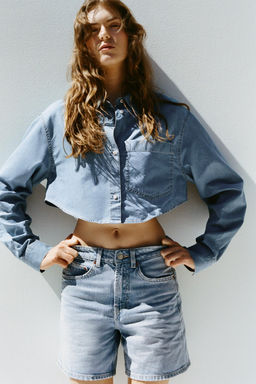 TRF MID-RISE DENIM BERMUDA SHORTS - Zara фото 23