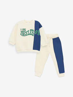 Bisiklet Yaka Bask?l? Erkek Bebek Sweatshirt ve E?ofman Alt 2li - Waikiki фото 3