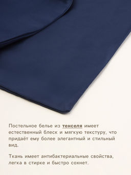 Простыня на резинке 2-спальная SL Home Tencel, 180×200+30 см, тенсель, синяя