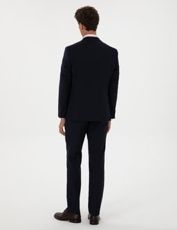 Lacivert Slim Fit %100 Y_n Tak_m Elbise