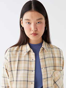 Ekose Uzun Kollu Oversize Kad?n G?mlek Tunik