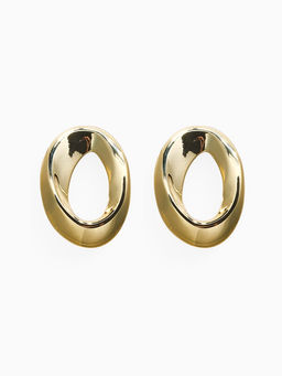 Серьги пластик Овал, цвет золото